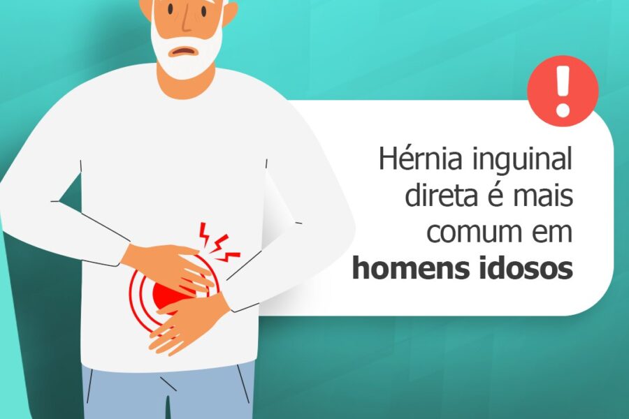 Hérnia inguinal direta é mais comum em idosos